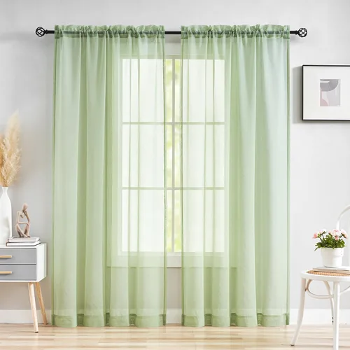 Vista 55 de MYSTIC-HOME Juego de cortinas de niveles transparentes blancas para cocina de 24 pulgadas de largo, tratamiento de cortinas para ventanas pequeñas