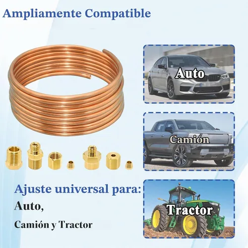 Vista 5 de Kit de tubos de manómetro de aceite de 72 pulgadas, juego de tubo de cobre y piezas roscadas, ajuste universal 1 set
