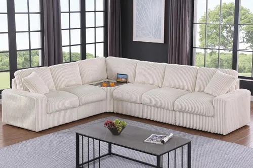 Vista 38 de Ball & Cast - Sofá modular en forma de L de 147 pulgadas para sala de estar con diván reversible y cojines de respaldo extraíbles, juego de sofá