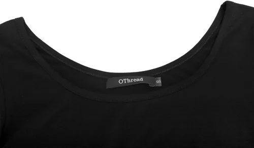 Vista 7 de OThread Co Camiseta corta básica elástica con cuello redondo y manga 34 para mujer