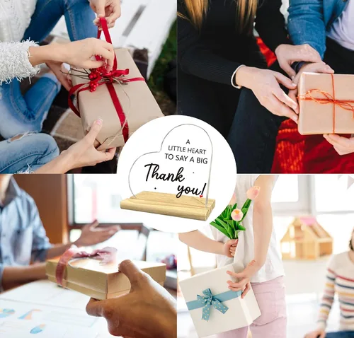 Vista 6 de Letrero decorativo de acrílico con texto en inglés «A Little Heart to Say a Big Thank You», regalos de decoración de agradecimiento para mujeres