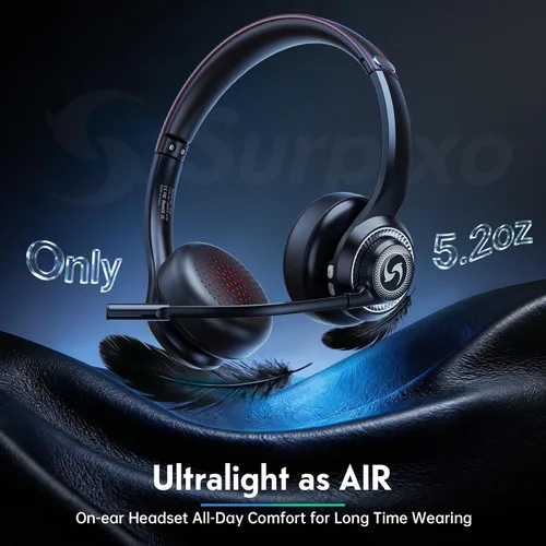 Vista 7 de Auriculares inalámbricos con micrófono para trabajo, auriculares de Negro