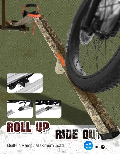 Vista 3 de Young Hitch - Portabicicletas para 2 bicicletas eléctricas, transportador de plataforma resistente, capacidad de 200 libras, plegable, llanta