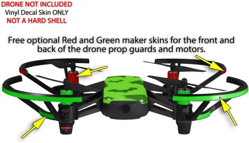 Vista 3 de Skin Wrap 2 Pack para DJI Ryze Tello Drone Deathrock murciélagos verde Drone No Incluidas