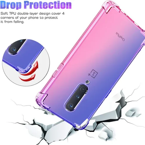 Vista 7 de Funda para OnePlus 6T/OnePlus 7 Linda, Gradient Delgada Antiarañazos Suave Claro TPU Funda a prueba de golpes para OnePlus 7/OnePlus 6T (azul/rosa)