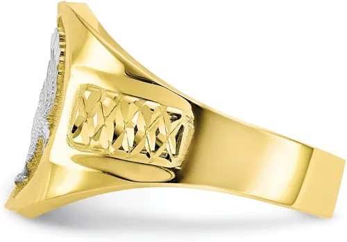 Vista 4 de Anillo de oro amarillo sólido de 10 quilates de dos tonos, para hombre