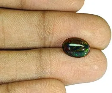 Vista 3 de HARSHALI GEMS Piedra preciosa suelta de 2,80 quilates, ópalo de color negro australiano con fuego multicolor para anillo colgante y pulsera, piedra