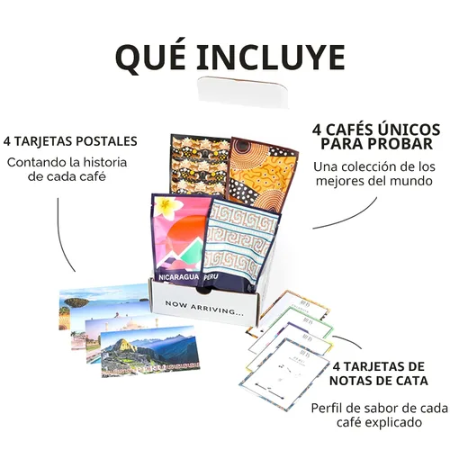 Vista 2 de Atlas Coffee Club World of Coffee Discovery Set - Muestra de regalo de café gourmet, paquete de 4 cajas variadas de los mejores cafés de origen