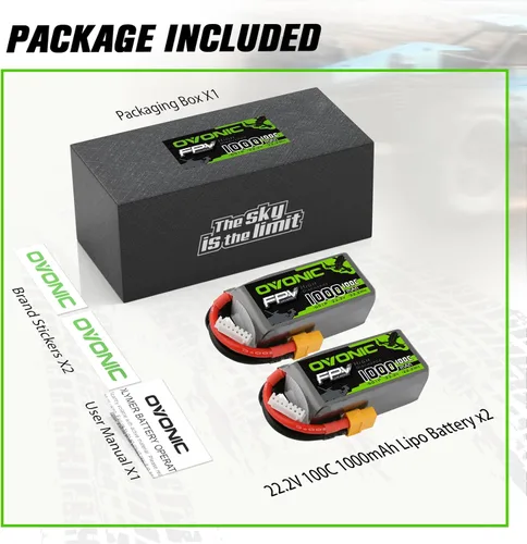 Vista 6 de OVONIC Batería LiPo de 1000mAh 6S 100C con enchufe XT60 para FPV Racing RC Quadcopter Helicóptero Avión Multimotor Hobby DIY-2Packs