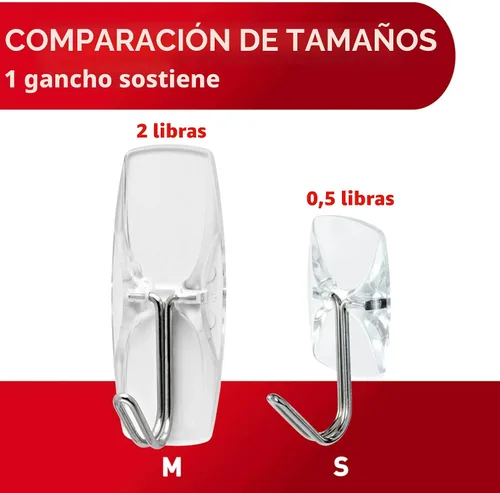 Vista 5 de Command Ganchos de palanca de alambre transparente medianos, 6 ganchos y 8 tiras, ganchos de pared colgantes sin daños para colgar decoraciones