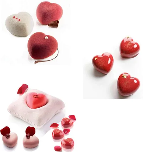 Vista 4 de OCPO KITCHEN Moldes de silicona con forma de corazón 3D para hornear pasteles de mousse, molde de silicona 3D para dulces, pastelería, chocolate