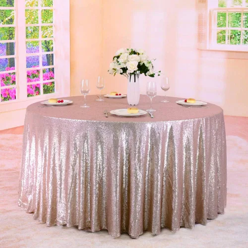 Vista 10 de Trlyc Mantel redondo de lentejuelas - Mantel negro brillante de 72 pulgadas para fiestas, bodas, baby shower