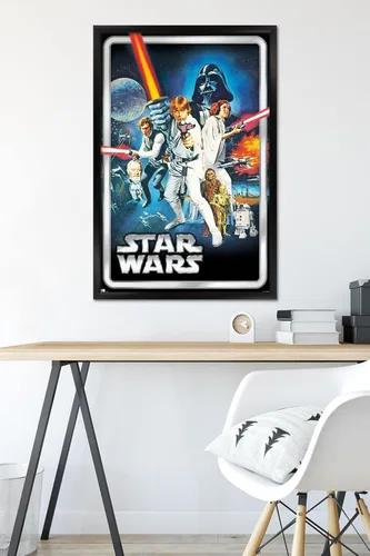 Vista 6 de Star Wars: A New Hope - Póster clásico de pared, 34 pulgadas de largo x 22.4 pulgadas de ancho, versión enmarcada en negro Versión con marco negro