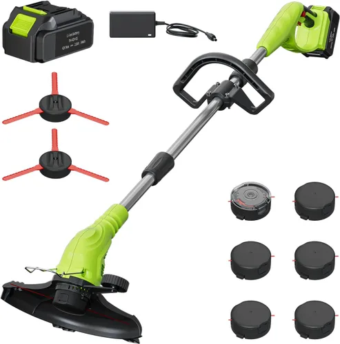 Vista 11 de Aokia Wacker eléctrico sin cable, alimentador de malezas de 12 V alimentado por batería inalámbrico con poste ajustable (65 pulgadas)