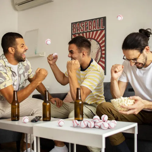 Vista 5 de Hooqict Pelota de béisbol para el estrés, paquete de 25 mini pelotas de béisbol pequeñas de espuma deportiva, juguete para aliviar el estrés