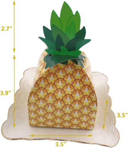 Vista 2 de Suponey Cajas grandes de regalo de piña, cajas de regalo de piña, caja de dulces 3D para decoración hawaiana y de fiesta de cumpleaños (20 unidades)