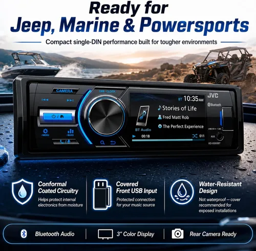 Vista 3 de JVC - KD-X560BT - Coche de medios digitales y receptor Bluetooth marino iPhone/Android/USB/AUX estéreo para automóvil con entrada de cámara trasera