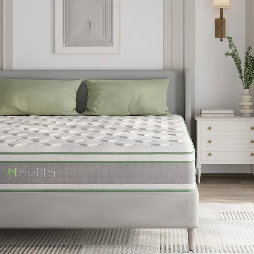Vista 13 de Novilla Colchón individual de 6 pulgadas, Bonnell Spring Hybrid con soporte Blanco