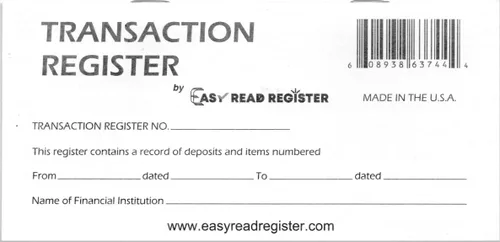 Vista 2 de Registro de chequera, fabricado en los EE. UU., Registros de cheques para registros personales y de transacciones en blanco para bancos personales
