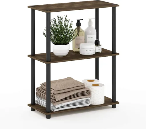 Vista 90 de Furinno Turn-N-Tube - Estantes de almacenamiento, estante para libros de 3 niveles, estante esquinero, estantes abiertos sin herramientas