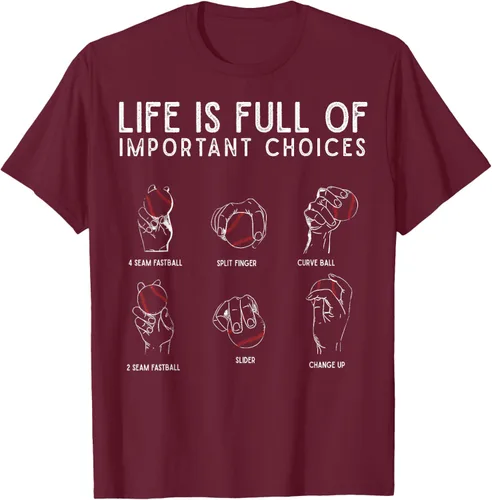 Vista 18 de Tipos de béisbol Pitches Life Choices Jugador Camiseta