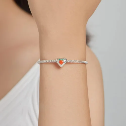 Vista 6 de Abalorio de plata de ley 925 con diseño de melocotón, mango y aguacate, con forma de mangostán