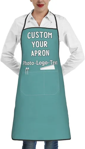 Vista 32 de Delantales personalizados para adultos, delantal personalizado con logotipo de foto, delantal impermeable con 2 bolsillos