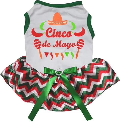 Vista 6 de Petitebella Cinco De Mayo - Vestido para perro estilo mexicano (LED negro/verde, talla XS)