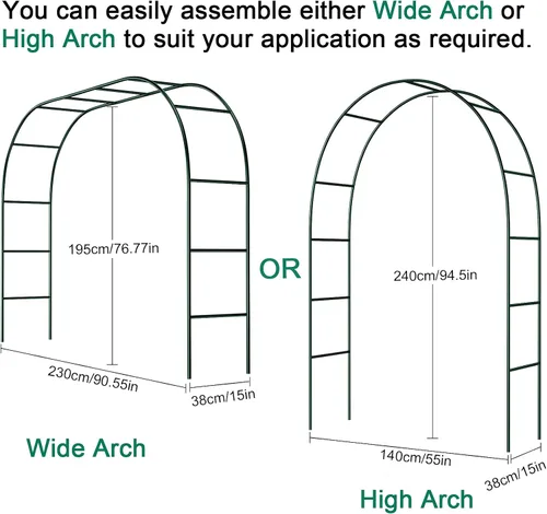 Vista 2 de Hotop Enrejado de arco de jardín de boda para plantas trepadoras, 7.8 pies, fácil de montar, soporte de fondo de enrejado de boda de metal con Blanco