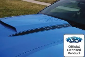 Vista 2 de Pegatina gráfica para Ford Mustang Hood Spear Cowl Stripe - LOB (compatible con 2010-2012) [Juego de 2 unidades), Negro (Mate)