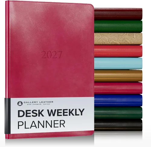Vista 116 de Gallery Leather Planificador Semanal y Mensual Grande 2025-2026, Calendario Planificador y Cuaderno Elegantemente Encuadernado con Elegantes Bordes