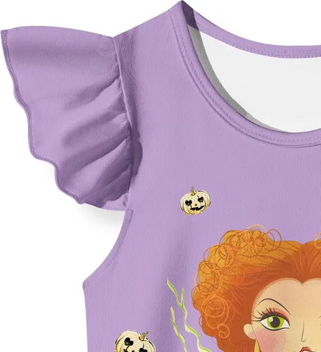 Vista 2 de Yannie Winifred Sarah Mary Sanderson - Vestido de hermana y niña ropa de bruja para niños camisa de manga corta con volantes