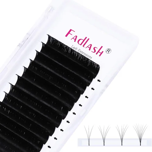 Vista 30 de Extensiones de Pestañas Rizo B Fácil Florecimiento Extensión de Pestañas Negro Mate Extensiones de Pestañas de Volumen Rápido Florecimiento Pestañas