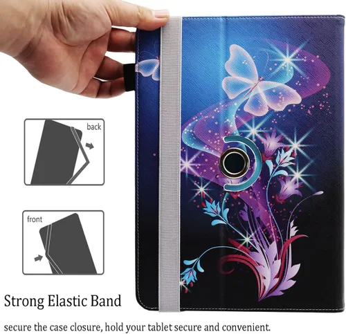 Vista 3 de Funda universal para tablet Android de 7 y 8 pulgadas, Dluggs de piel sintética, con soporte giratorio de 360 grados y múltiples ángulos