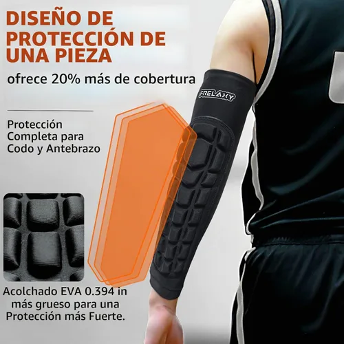 Vista 2 de Frelaxy Mangas Acolchadas para Codo y Antebrazo Paquete de 2 Almohadillas de Compresión a Prueba de Choques para Fútbol Americano, Baloncesto