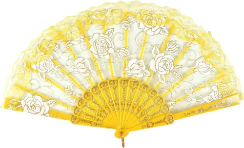 Vista 12 de TrendBox - Abanico chino de mano en encaje de rosas, diseño elegante vintage retro, plegable, para damas, para bailes de bola, 1 juego (10 colores)