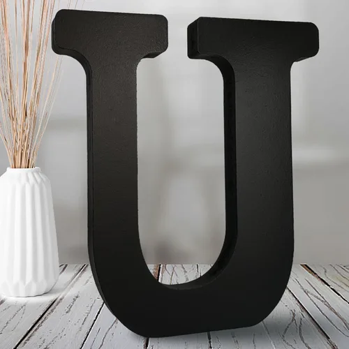 Vista 20 de AOCEAN Letras de madera negra de 8 pulgadas, letras de madera sin terminar para decoración de Halloween, letras decorativas de pie, decoración