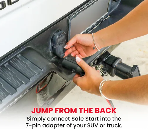 Vista 4 de Safe Start Cable de puente Cables de puente resistentes para camiones, SUV Arrancador de auto rescate Conexión rápida, luces integradas