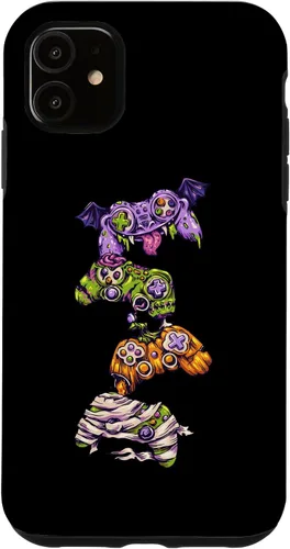 Vista 5 de Funda para iPhone 15 Halloween Skeleton Zombie Gaming Controllers para niños