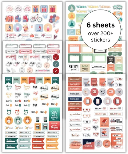 Vista 9 de Lamare Calcomanías decorativas para agenda de álbumes de recortes para mujeres, lindas y estéticas calcomanías de calendario para diario, uso