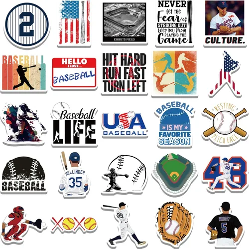 Vista 6 de 50 calcomanías de béisbol, calcomanías motivacionales para botellas de agua, regalos de equipo para amantes, niños, adolescentes y adultos