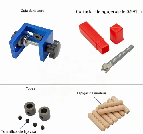 Vista 2 de Evwoge - Kit de herramientas de localización de perforación para carpintería de aleación de aluminio, agujero de bolsillo, sistema de taladro