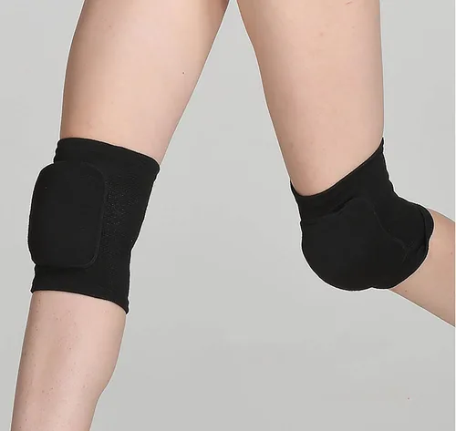 Vista 4 de YYaaloa Rodilleras de esponja transpirable flexible y elástica para voleibol, baile, fútbol, yoga, baloncesto y patinaje (M, negro, 1 par)