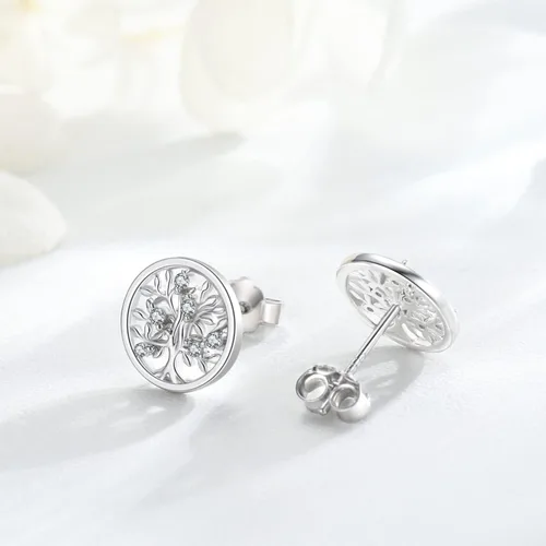 Vista 6 de Aretes colgantes de plata de ley 925 con piedra natal, aretes hipoalergénicos para orejas sensibles