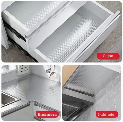 Vista 2 de Papel pintado para cocina, adhesivo a prueba de aceite, hoja de aluminio para salpicaduras, papel adhesivo autoadhesivo para gabinete, impermeable