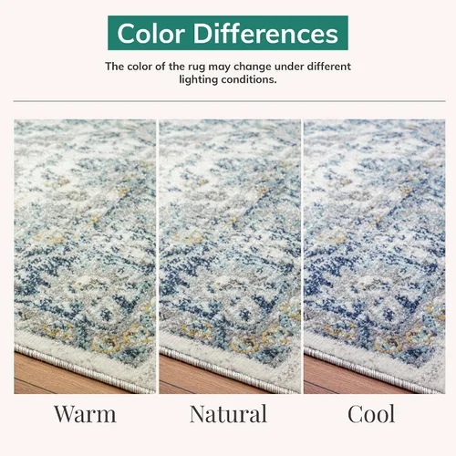 Vista 6 de LUXE WEAVERS Euston Collection 8060 - Alfombra oriental moderna color marfil de 6 x 9 pulgadas