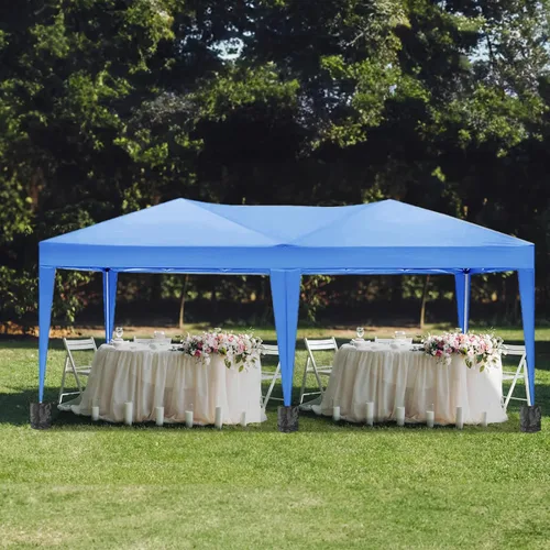 Vista 7 de 10x20 Azul Carpa Plegable para Exterior con 6 Paredes Laterales, Carpa para Bodas y Fiestas al Aire Libre Resistente al Agua para Fiestas UV50