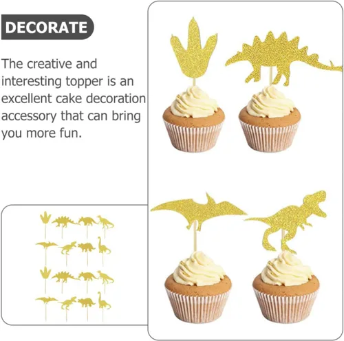 Vista 8 de 16pcs Cake Insert Cards Dinosaur-shaped for Birthday Party Decoration