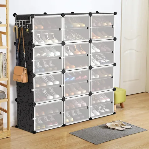 Vista 5 de VTRIN Organizador portátil de zapatos con 48 pares, torre de 4 niveles, estante para entrada, estante de almacenamiento, soporte para tacones