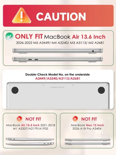 Vista 2 de iCasso para M4 MacBook Air de 13 pulgadas Funda 2025 2024-2022 M3 M2 Modelo A 3240 A3113 A2681, Funda de plástico de patrón protector resistente
